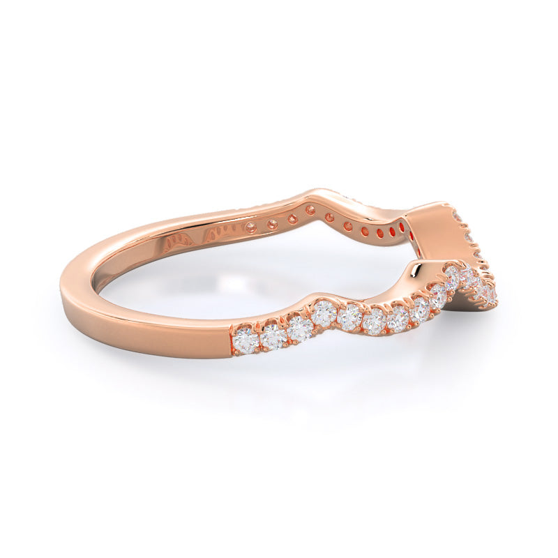 Winding Halo Diamond Wedding Band with 18KT Rose Gold Cut Diamond in 14KT Rose Gold view 4
