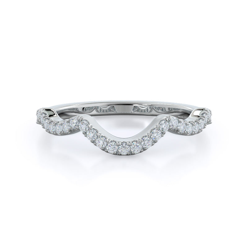 Winding Halo Diamond Wedding Band with Platinum Cut Diamond in 14KT Platinum view 1

