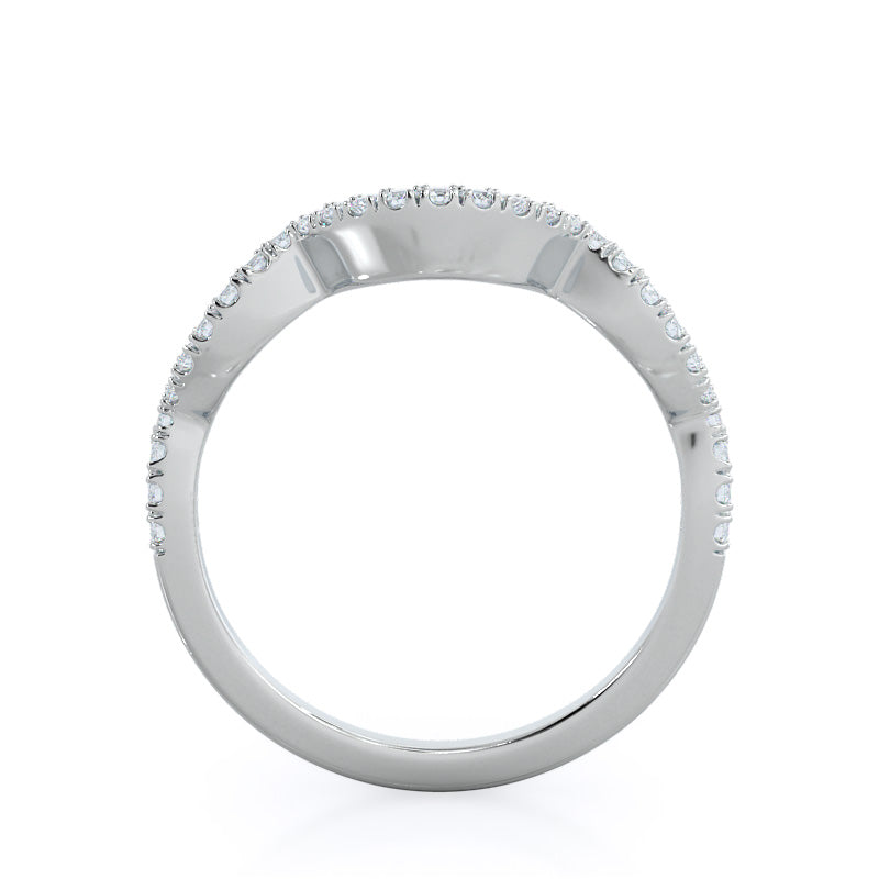 Winding Halo Diamond Wedding Band with Platinum Cut Diamond in 14KT Platinum view 2
