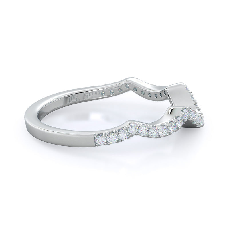 Winding Halo Diamond Wedding Band with Platinum Cut Diamond in 14KT Platinum view 4
