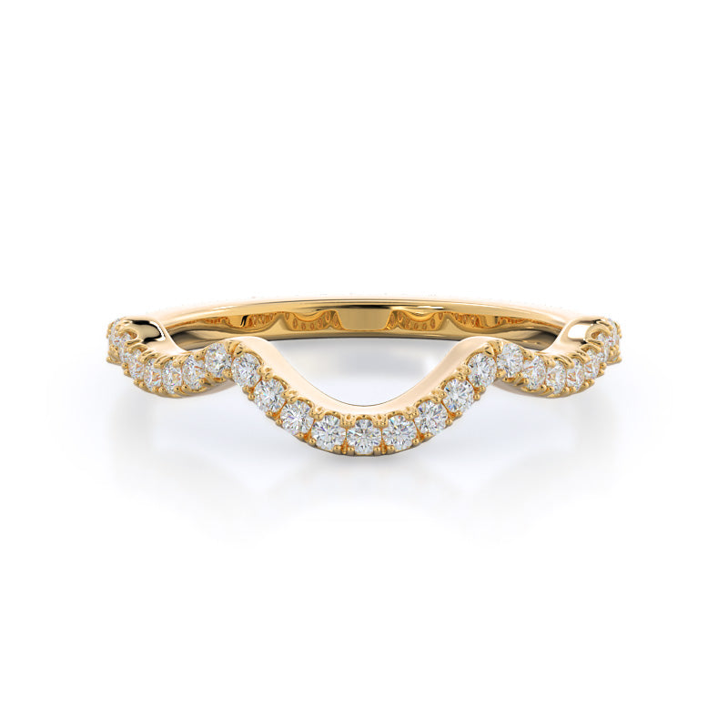Winding Halo Diamond Wedding Band with 18KT Yellow Gold Cut Diamond in 14KT Yellow Gold view 1
