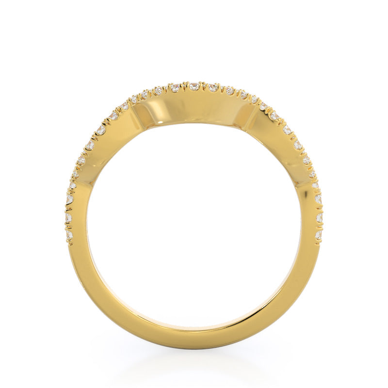 Winding Halo Diamond Wedding Band with 18KT Yellow Gold Cut Diamond in 14KT Yellow Gold view 2
