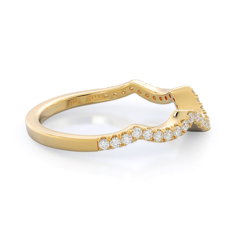 Winding Halo Diamond Wedding Band with 18KT Yellow Gold Cut Diamond in 14KT Yellow Gold view 4
