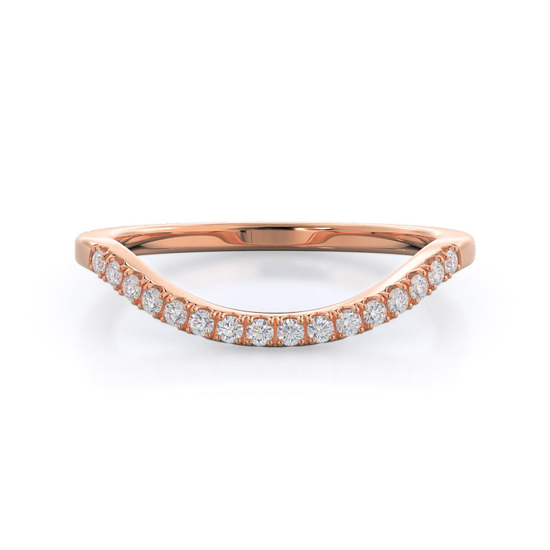 Split Shank Squarish Halo Diamond Wedding Band with 18KT Rose Gold Cut Diamond in 14KT Rose Gold view 1
