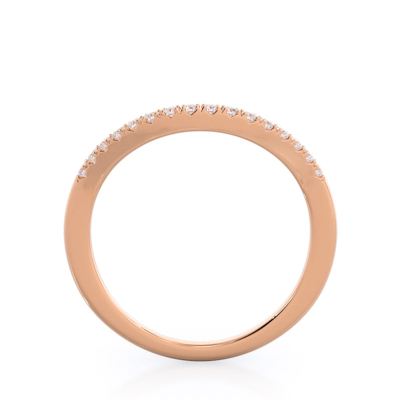 Split Shank Squarish Halo Diamond Wedding Band with 18KT Rose Gold Cut Diamond in 14KT Rose Gold view 2

