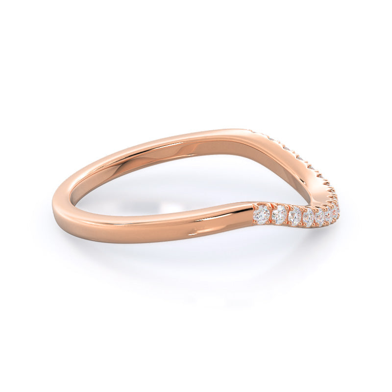 Split Shank Squarish Halo Diamond Wedding Band with 18KT Rose Gold Cut Diamond in 14KT Rose Gold view 4
