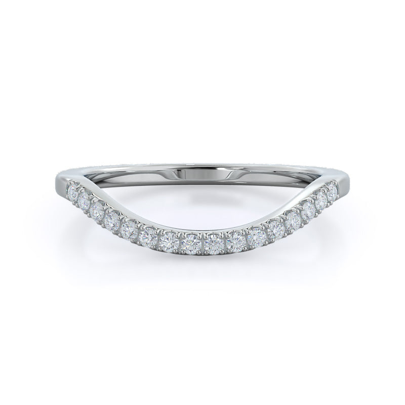 Split Shank Squarish Halo Diamond Wedding Band with Platinum Cut Diamond in 14KT Platinum view 1
