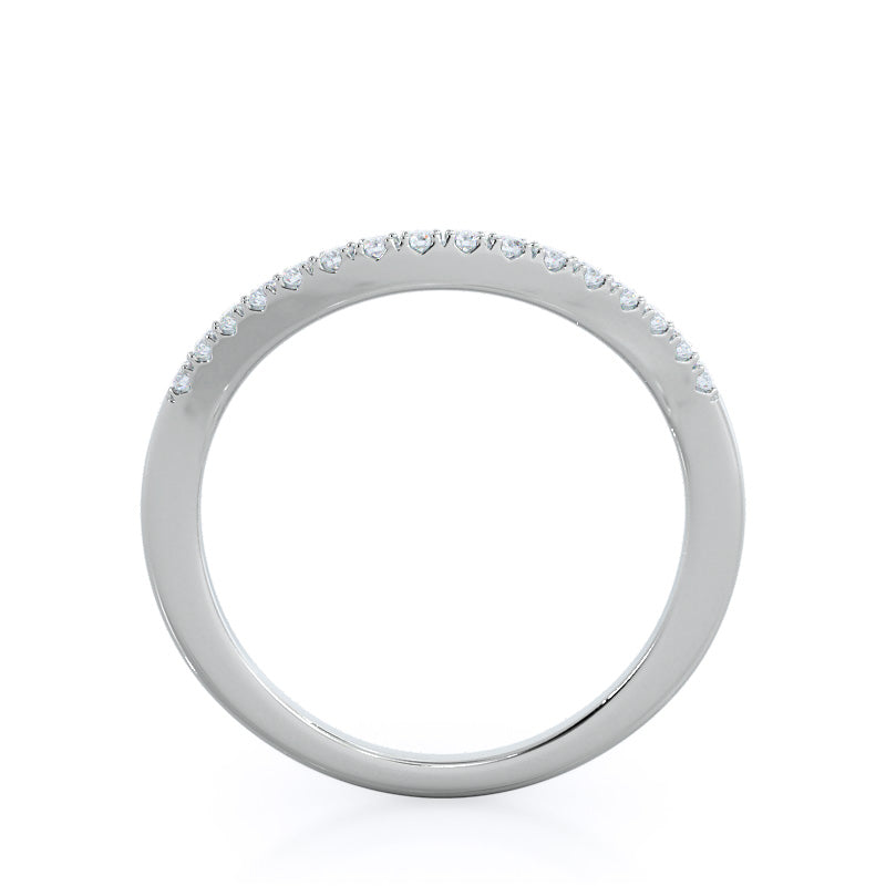 Split Shank Squarish Halo Diamond Wedding Band with Platinum Cut Diamond in 14KT Platinum view 2
