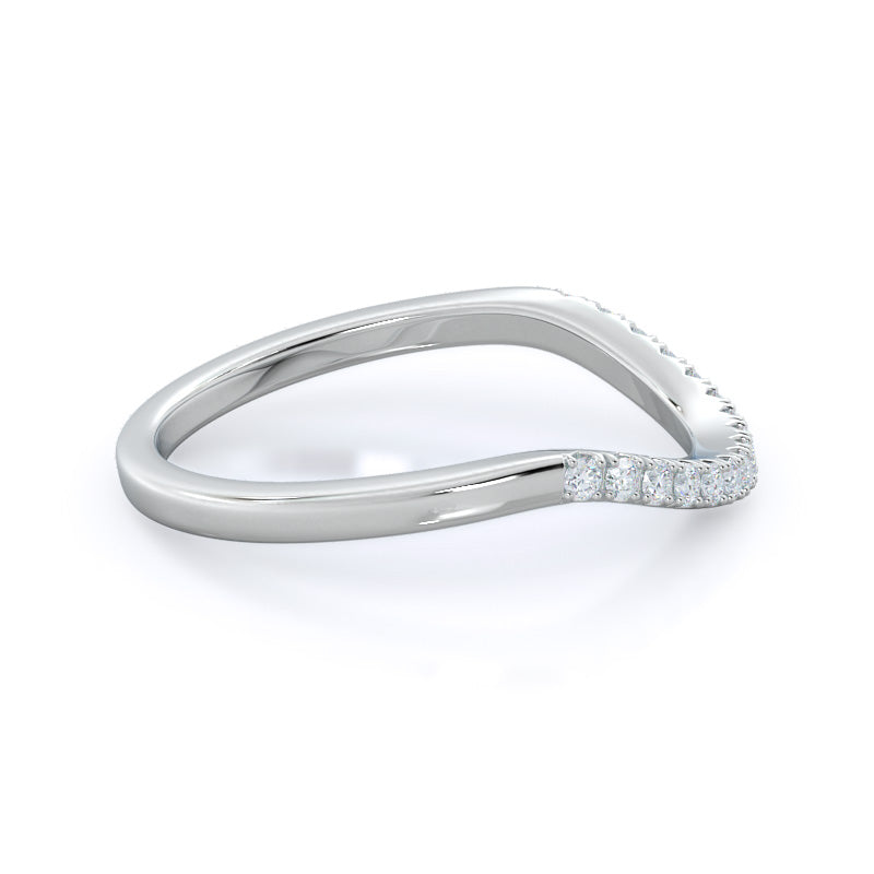 Split Shank Squarish Halo Diamond Wedding Band with Platinum Cut Diamond in 14KT Platinum view 4
