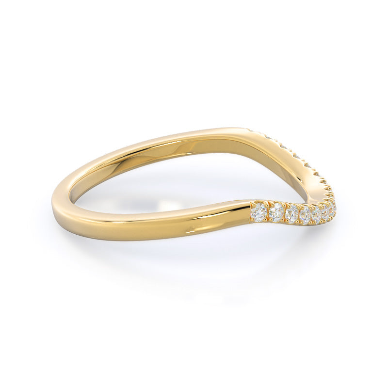 Split Shank Squarish Halo Diamond Wedding Band with 18KT Yellow Gold Cut Diamond in 14KT Yellow Gold view 4
