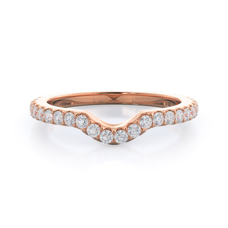 Crown Diamond Wedding Band with 18KT Rose Gold Cut Diamond in 14KT Rose Gold view 1
