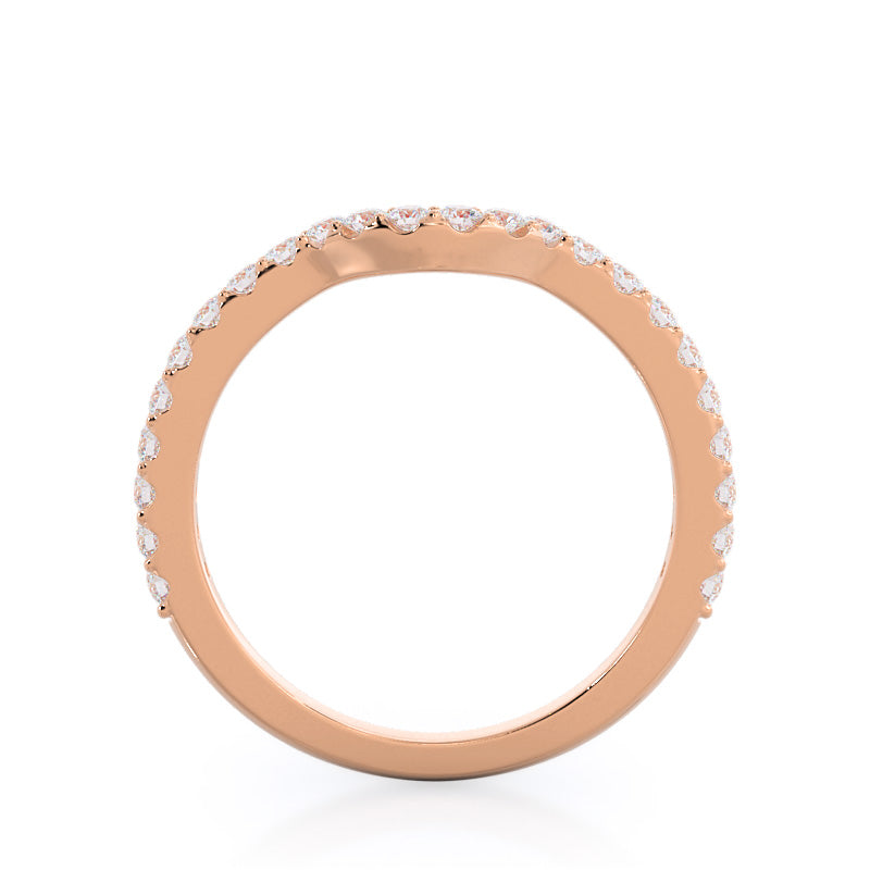 Crown Diamond Wedding Band with 18KT Rose Gold Cut Diamond in 14KT Rose Gold view 2
