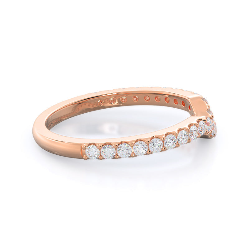 Crown Diamond Wedding Band with 18KT Rose Gold Cut Diamond in 14KT Rose Gold view 4

