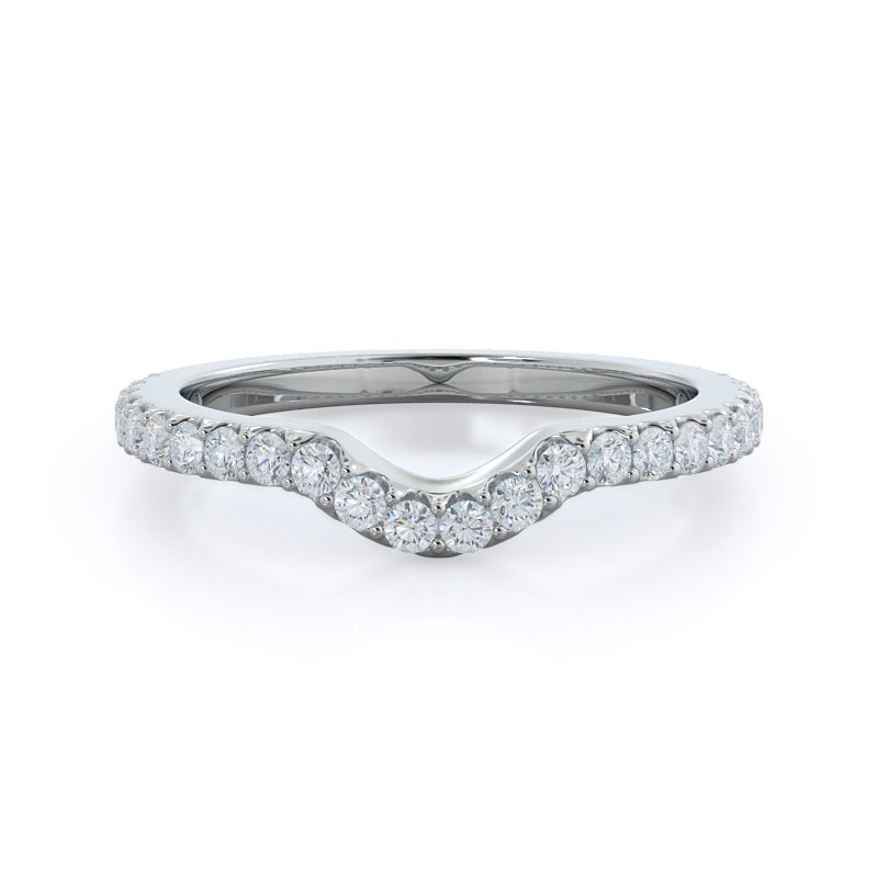 Crown Diamond Wedding Band with Platinum Cut Diamond in 14KT Platinum view 1
