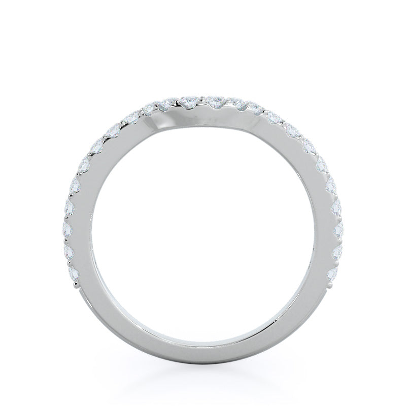 Crown Diamond Wedding Band with Platinum Cut Diamond in 14KT Platinum view 2
