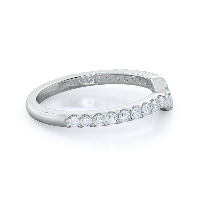 Crown Diamond Wedding Band with Platinum Cut Diamond in 14KT Platinum view 4
