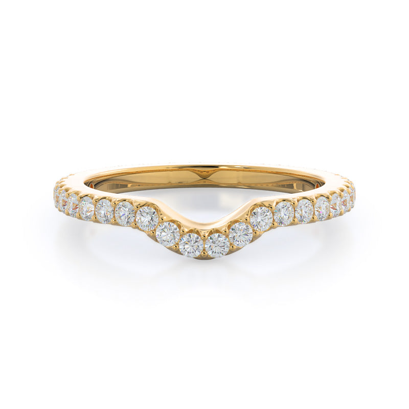Crown Diamond Wedding Band with 18KT Yellow Gold Cut Diamond in 14KT Yellow Gold view 1
