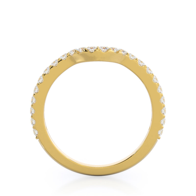 Crown Diamond Wedding Band with 18KT Yellow Gold Cut Diamond in 14KT Yellow Gold view 2
