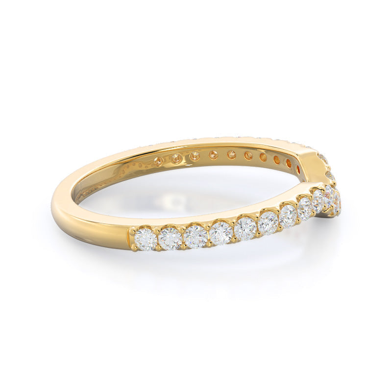 Crown Diamond Wedding Band with 18KT Yellow Gold Cut Diamond in 14KT Yellow Gold view 4
