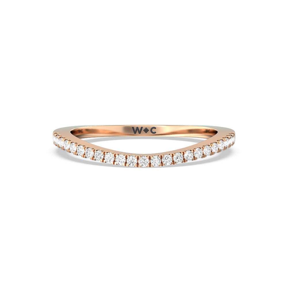 Rising Split Shank Halo Diamond Wedding Band with 18KT Rose Gold Cut Diamond in 14KT Rose Gold view 1
