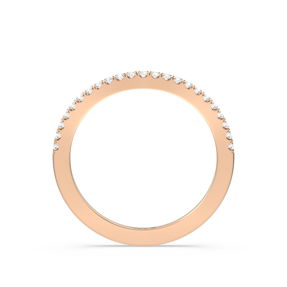 Rising Split Shank Halo Diamond Wedding Band with 18KT Rose Gold Cut Diamond in 14KT Rose Gold view 2
