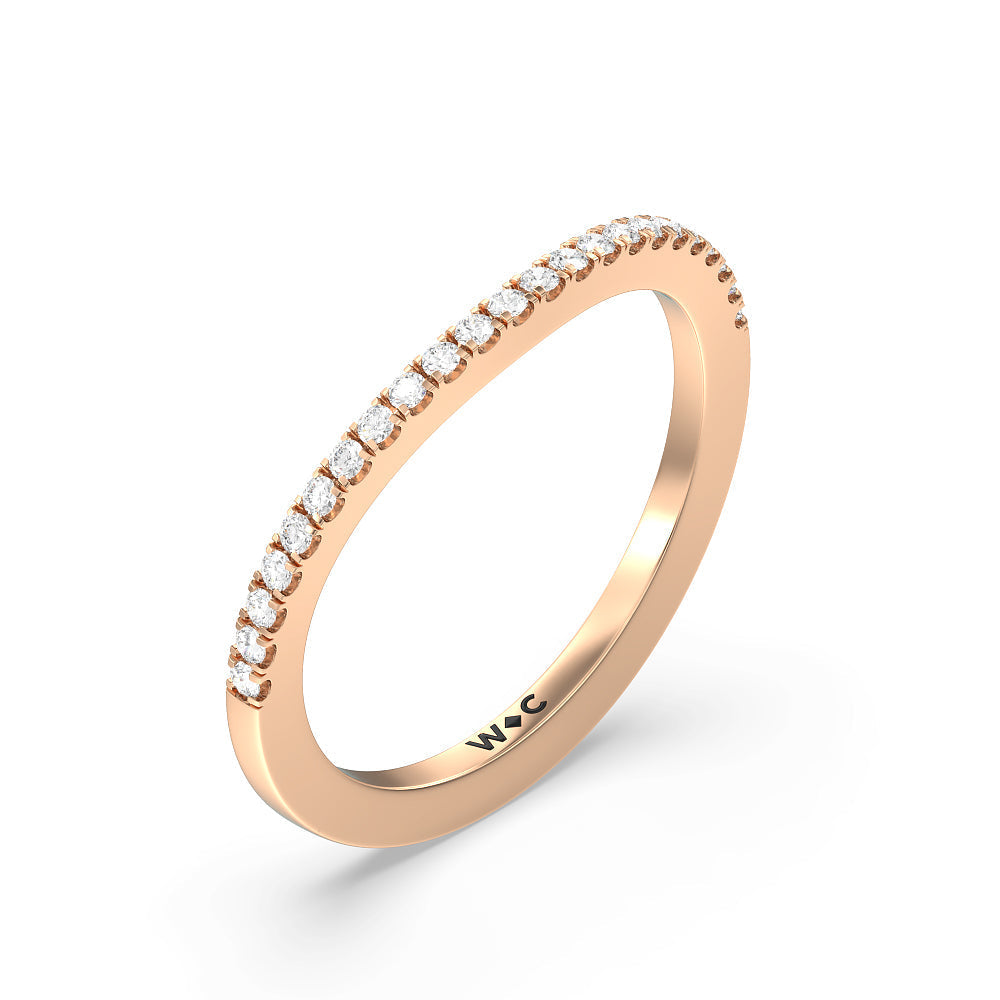 Rising Split Shank Halo Diamond Wedding Band with 18KT Rose Gold Cut Diamond in 14KT Rose Gold view 3

