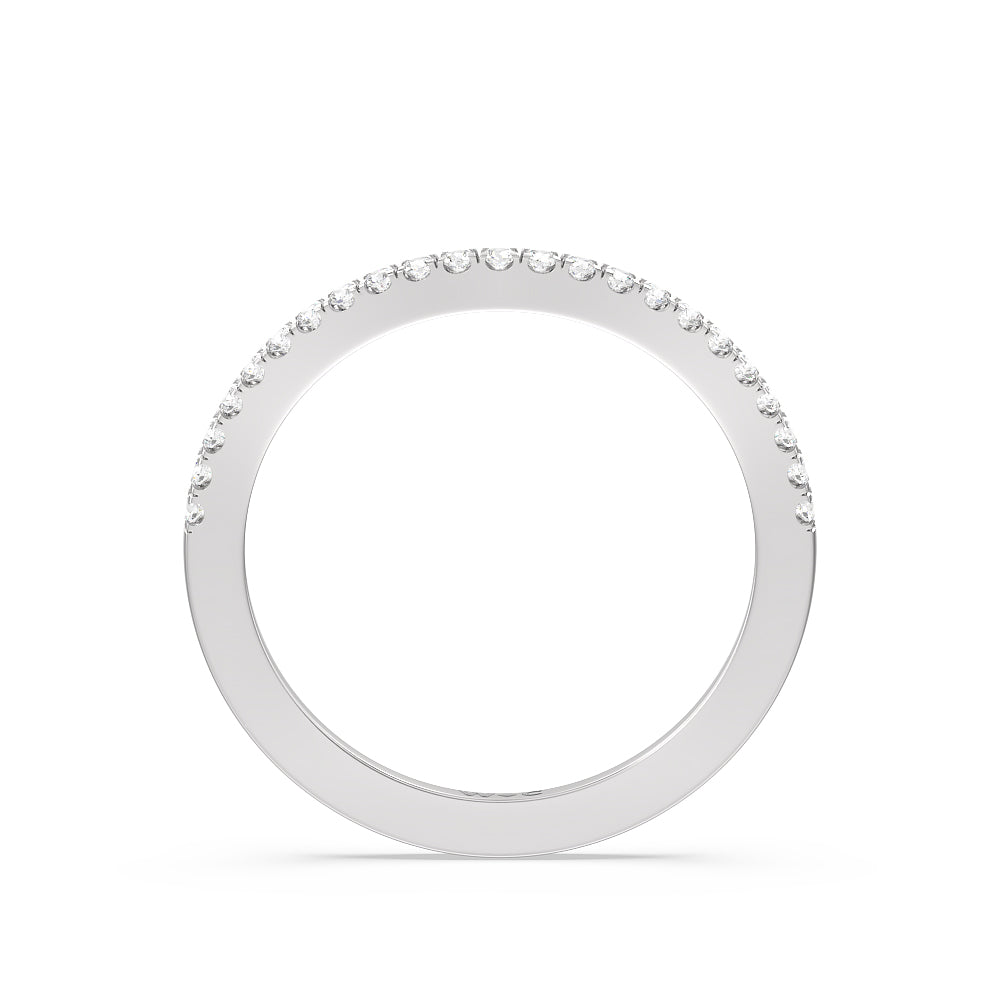 Rising Split Shank Halo Diamond Wedding Band with Platinum Cut Diamond in 14KT Platinum view 2
