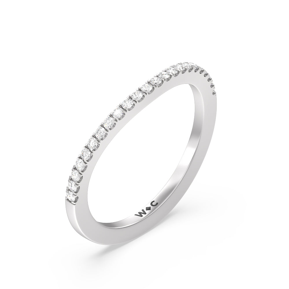 Rising Split Shank Halo Diamond Wedding Band with Platinum Cut Diamond in 14KT Platinum view 3
