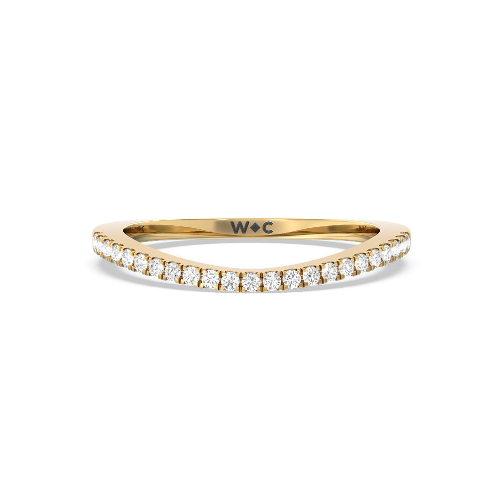 Rising Split Shank Halo Diamond Wedding Band with 18KT Yellow Gold Cut Diamond in 14KT Yellow Gold view 1
