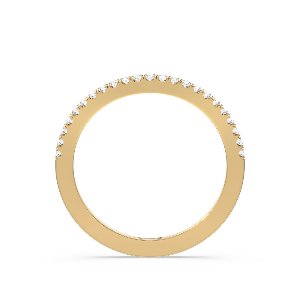 Rising Split Shank Halo Diamond Wedding Band with 18KT Yellow Gold Cut Diamond in 14KT Yellow Gold view 2
