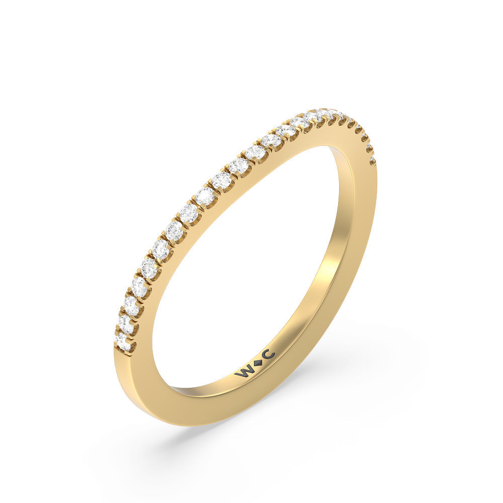 Rising Split Shank Halo Diamond Wedding Band with 18KT Yellow Gold Cut Diamond in 14KT Yellow Gold view 3
