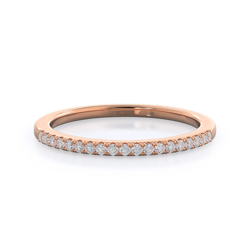 Marquise Pave Halo Diamond Wedding Band with 18KT Rose Gold Cut Diamond in 14KT Rose Gold view 1

