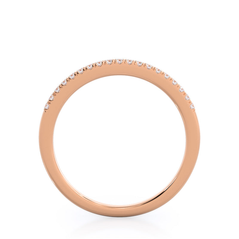 Marquise Pave Halo Diamond Wedding Band with 18KT Rose Gold Cut Diamond in 14KT Rose Gold view 2
