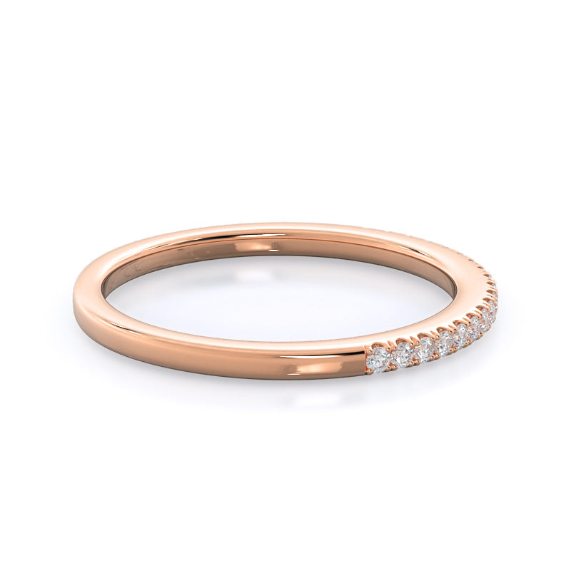 Marquise Pave Halo Diamond Wedding Band with 18KT Rose Gold Cut Diamond in 14KT Rose Gold view 4
