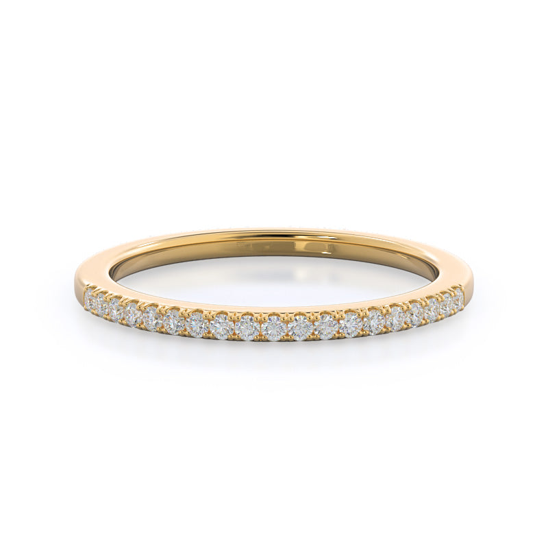 Marquise Pave Halo Diamond Wedding Band with 18KT Yellow Gold Cut Diamond in 14KT Yellow Gold view 1
