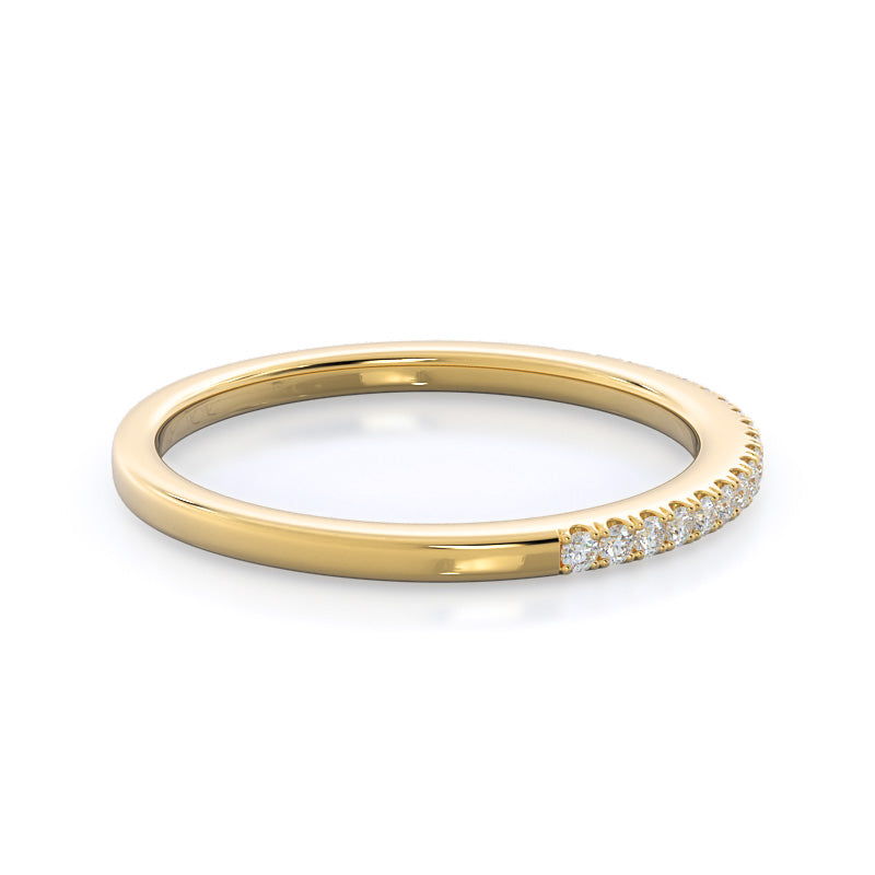 Marquise Pave Halo Diamond Wedding Band with 18KT Yellow Gold Cut Diamond in 14KT Yellow Gold view 4
