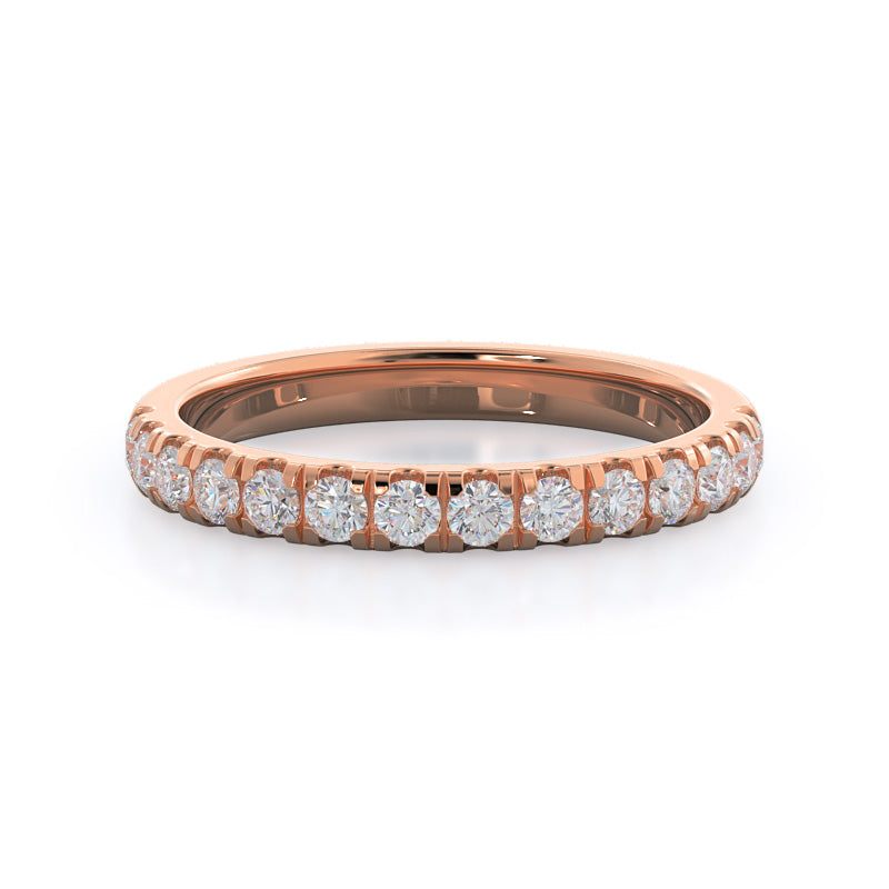 Lotus Halo Diamond Wedding Band with 18KT Rose Gold Cut Diamond in 14KT Rose Gold view 1
