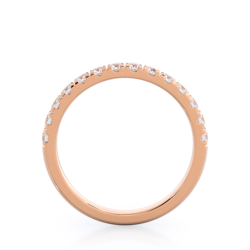 Lotus Halo Diamond Wedding Band with 18KT Rose Gold Cut Diamond in 14KT Rose Gold view 2
