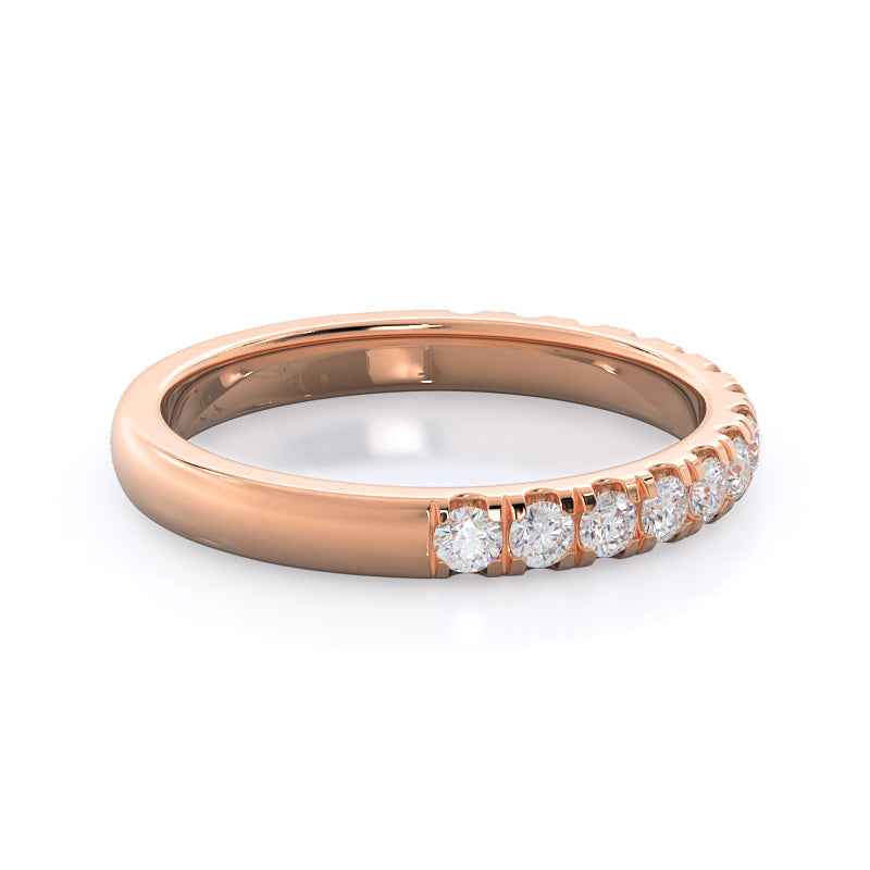Lotus Halo Diamond Wedding Band with 18KT Rose Gold Cut Diamond in 14KT Rose Gold view 4
