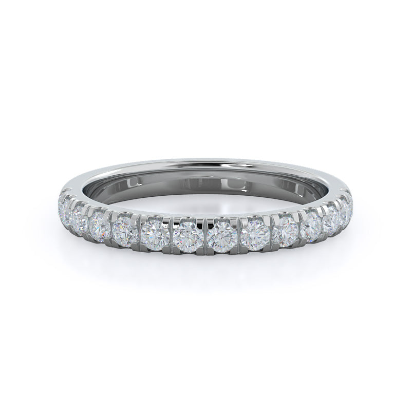 Lotus Halo Diamond Wedding Band with Platinum Cut Diamond in 14KT Platinum view 1
