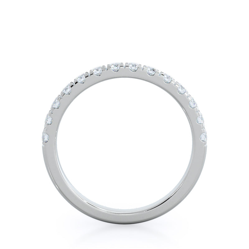 Lotus Halo Diamond Wedding Band with Platinum Cut Diamond in 14KT Platinum view 2
