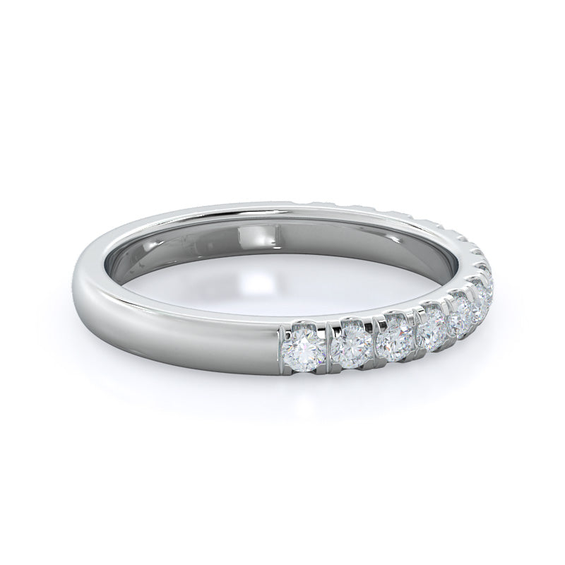 Lotus Halo Diamond Wedding Band with Platinum Cut Diamond in 14KT Platinum view 4
