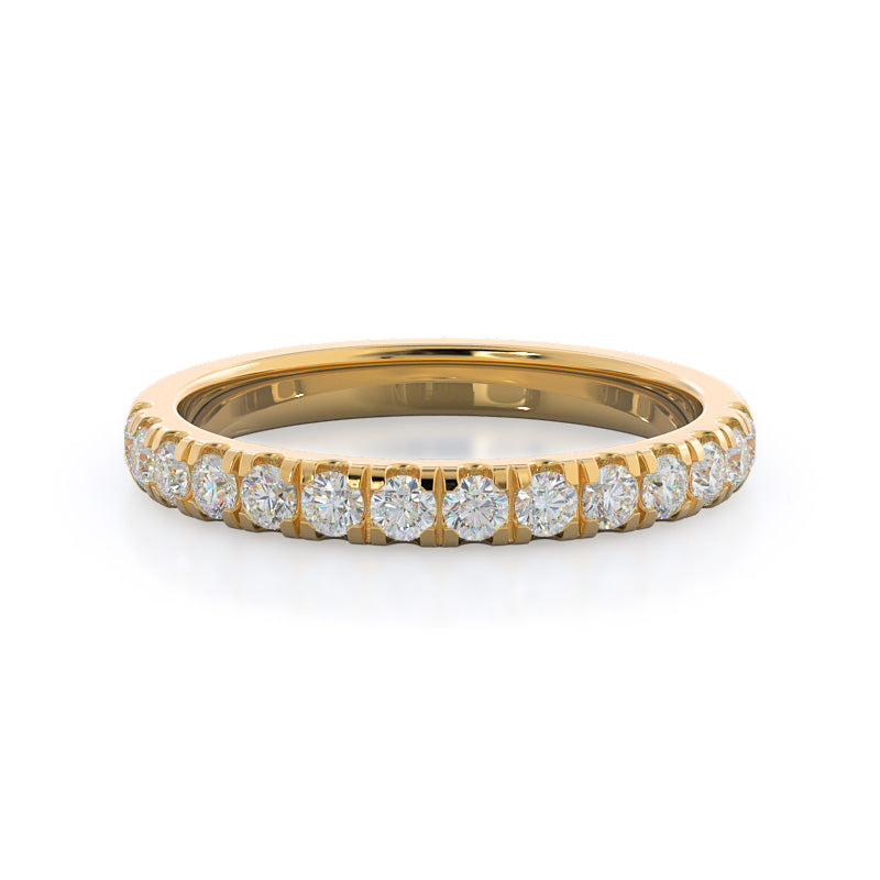Lotus Halo Diamond Wedding Band with 18KT Yellow Gold Cut Diamond in 14KT Yellow Gold view 1
