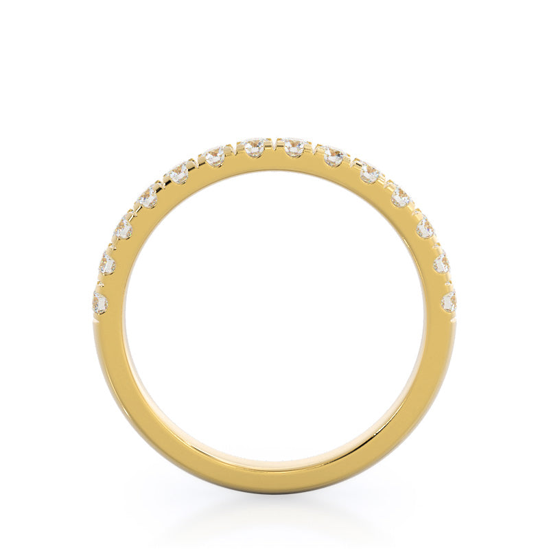 Lotus Halo Diamond Wedding Band with 18KT Yellow Gold Cut Diamond in 14KT Yellow Gold view 2
