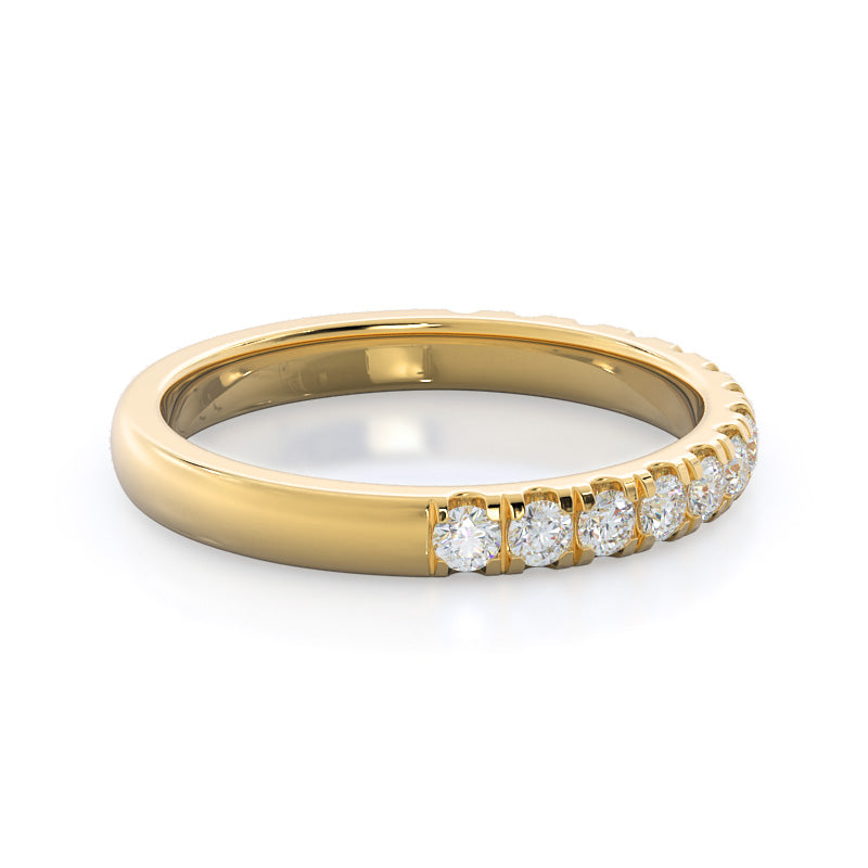 Lotus Halo Diamond Wedding Band with 18KT Yellow Gold Cut Diamond in 14KT Yellow Gold view 4
