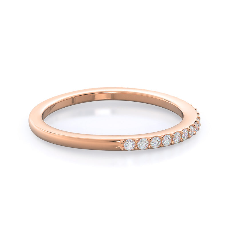 Split Shank Rounded Halo Diamond Wedding Band with 18KT Rose Gold Cut Diamond in 14KT Rose Gold view 4
