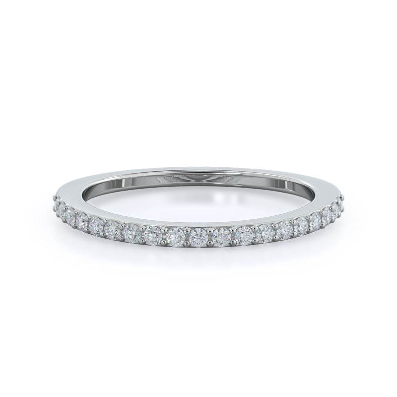 Split Shank Rounded Halo Diamond Wedding Band with Platinum Cut Diamond in 14KT Platinum view 1
