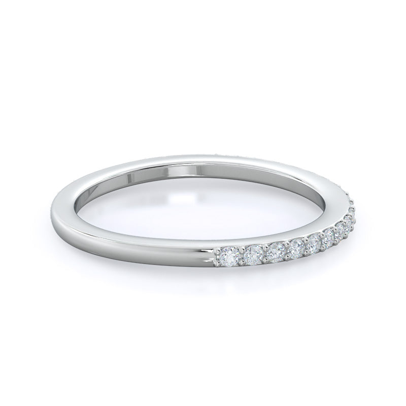 Split Shank Rounded Halo Diamond Wedding Band with Platinum Cut Diamond in 14KT Platinum view 4
