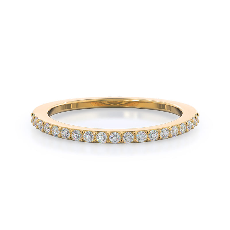 Split Shank Rounded Halo Diamond Wedding Band with 18KT Yellow Gold Cut Diamond in 14KT Yellow Gold view 1
