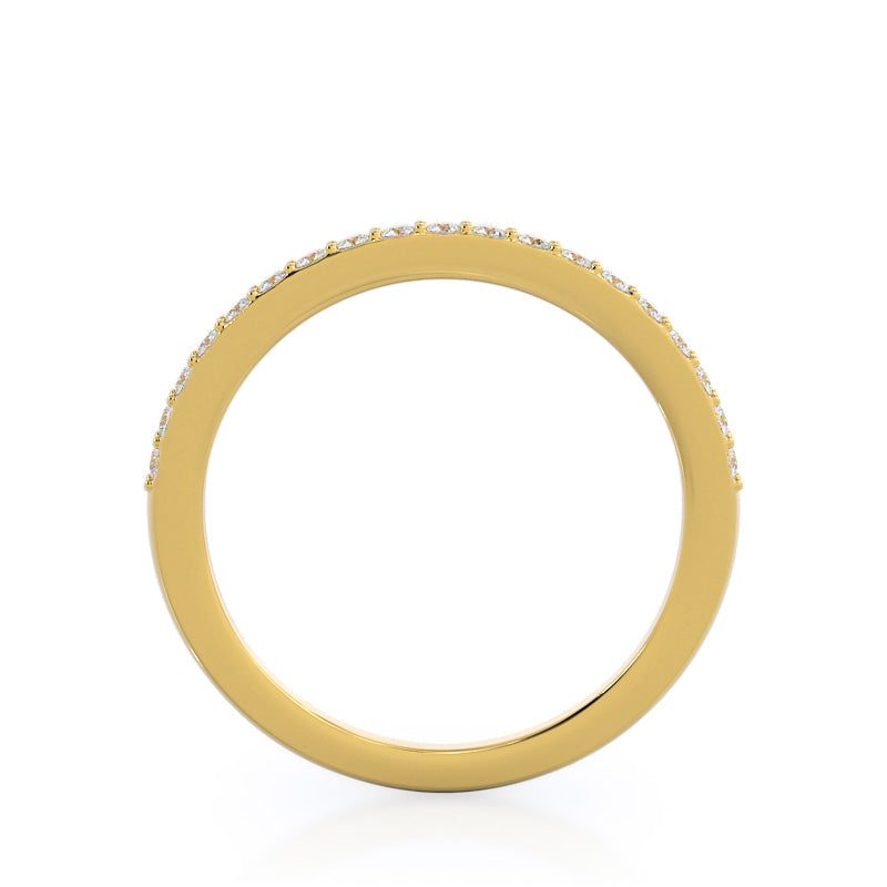 Split Shank Rounded Halo Diamond Wedding Band with 18KT Yellow Gold Cut Diamond in 14KT Yellow Gold view 2

